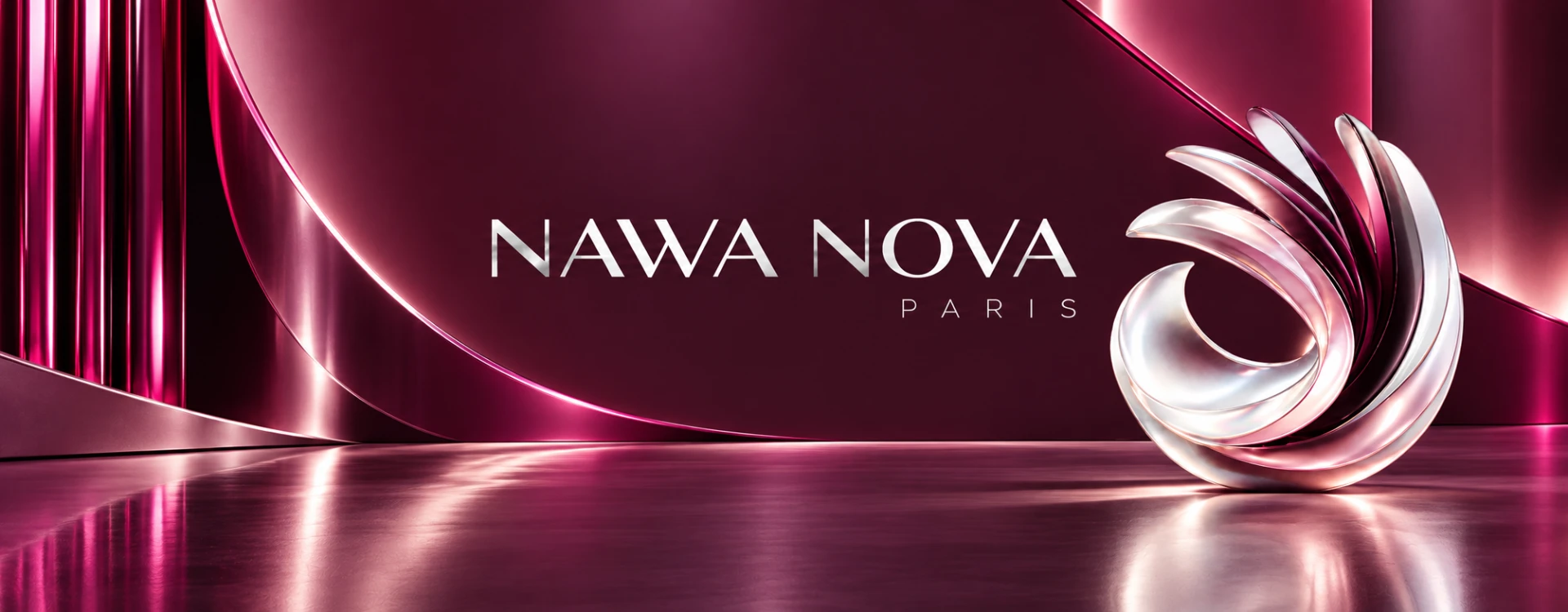 NAWA NOVA Paris banner in prune and chrome with pearl sculpture
